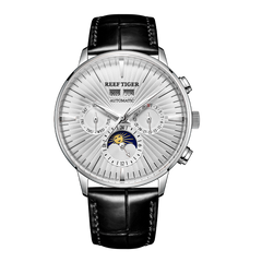 Men's Automatic Mechanical Multifunctional Day/Date Moon phase Chrono Watch - REEF TIGER RGA8218 Dress Watch