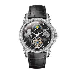 Luxury Men's Diamond Automatic Moon Phase Dress Watch - "Pixiu" RGA1935 Multifunctional Mechanical Tourbillon Style Dial