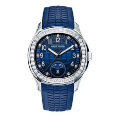 Reef Tiger RGA1805 39mm Mens Sport Automatic Mechanical Cubic Zirconia Watch - Miyota Movement Date Week Multi-Dial Watch
