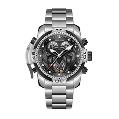 Reef Tige Spider RGA3532-S Fashion Men's Stainless Steel Strap Automatic Mechanical Watch, Unique Multifunctional Men's Watch