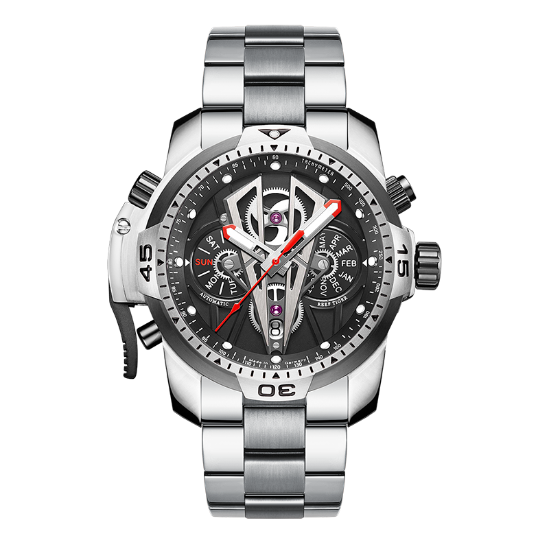 Unique Mens Sports Design Automatic Mechanical Multifunction Dial Wrist Watches -Reef Tiger Aurora Concept 2 RGA3591