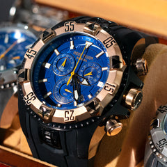 Rose Gold 52mm Big Dial Men's Quartz Chronograph Watch For Men - REEF TIGER Aurora RGA303 Multi-Function Sports Watch