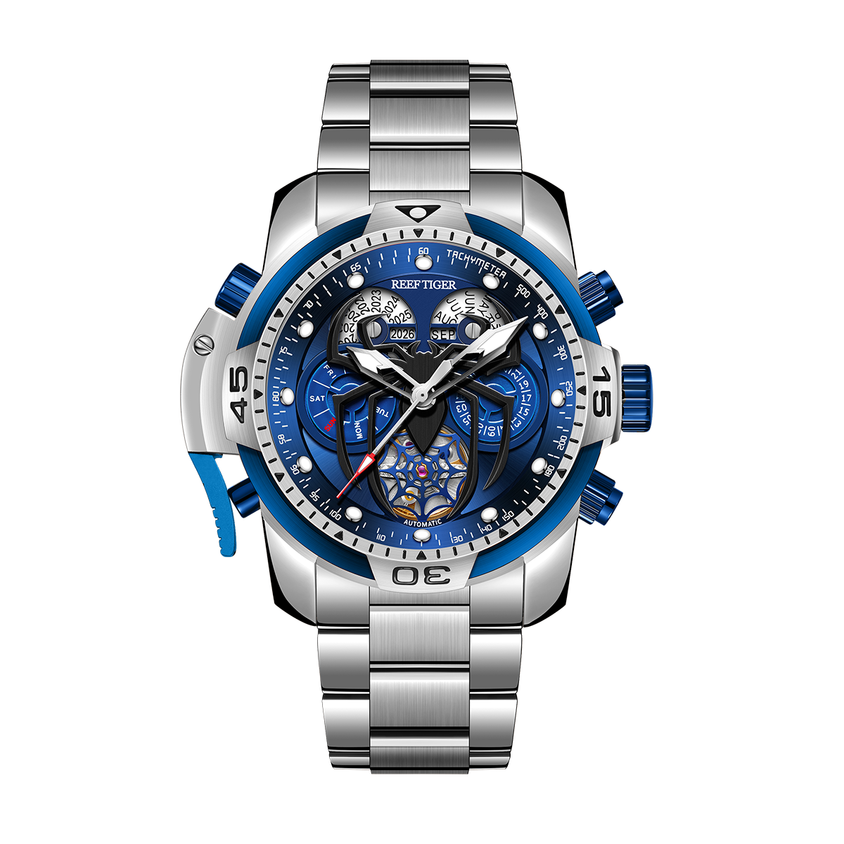 Reef Tige RGA3532-S Men's Sports Automatic Mechanical Watch - Luminous & Multi-Functional Mechanical Blue Dial Watch