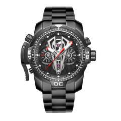 All Black Multifunctional Mechanical Automatic Watches for Men - Reef Tiger Aurora Concept 2 RGA3591