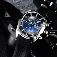 Reef Tiger RGA3069 Black Dial Automatic Watches by Unique Three-Eye Sub-dial Design - High Quality and Luxury