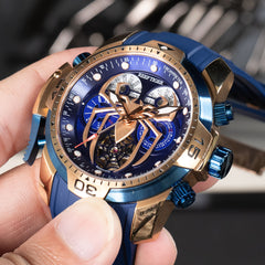 Reef Tiger Aurora Spider RGA3532-S Sports Style Men's Luxury Rose Gold Stainless Steel Automatic Mechanical Watch with Calendar