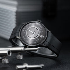 OBLVLO BLM-UFO - Cool Unique Black PVD 41mm Modern Display Design Hands Automatic Mechanical Watch