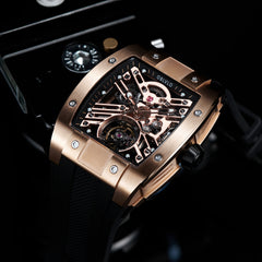 OBLVLO EM-ST Affordable Luxury Rose Gold Skeleton Automatic Watches for Men