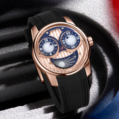 OBLVLO JM Joker Unique Automatic Rose Gold Watches - Cool Design Mechanical Skeleton Wrist Watch