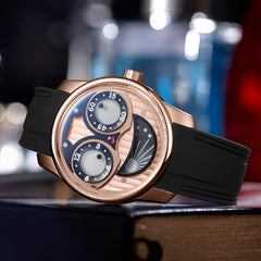 OBLVLO JM Joker Unique Automatic Rose Gold Watches - Cool Design Mechanical Skeleton Wrist Watch