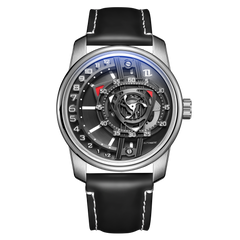 42mm Men Engine Style Watch - Cool OBLVLO JM ROTOR Miyota 8215 Movement Jump Hour Automatic Watch