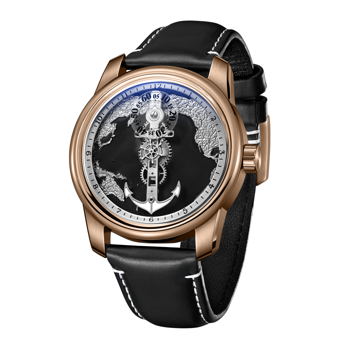 OBLVLO JM-Sailing Best Affordable Luxury Rose Gold & Black Cold Enamel Dial Automatic Unique Dress Watches For Men