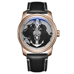 OBLVLO JM-Sailing Best Affordable Luxury Rose Gold & Black Cold Enamel Dial Automatic Unique Dress Watches For Men