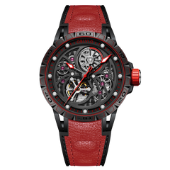 OBLVLO LMS Unique Skeleton Watches for Men -  Black PVD Waterproof Sports Automatic Watch