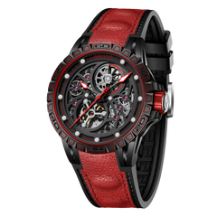 OBLVLO LMS Unique Skeleton Watches for Men -  Black PVD Waterproof Sports Automatic Watch