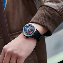 OBLVLO LMS Affordable Luxury Skeleton Watches for Men - Automatic Watch with Mechanical Movement and Skeleton Dial