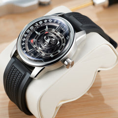 42mm Men Engine Style Watch - Cool OBLVLO JM ROTOR Miyota 8215 Movement Jump Hour Automatic Watch