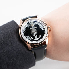 OBLVLO JM-Sailing Best Affordable Luxury Rose Gold & Black Cold Enamel Dial Automatic Unique Dress Watches For Men