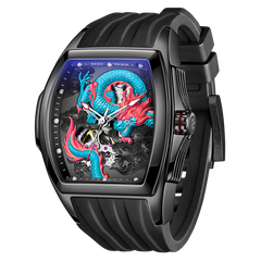 Affordable Luxury Blue Automatic Mechanical Dragon Watch For Men - Reef Tiger Aurora RGA3061