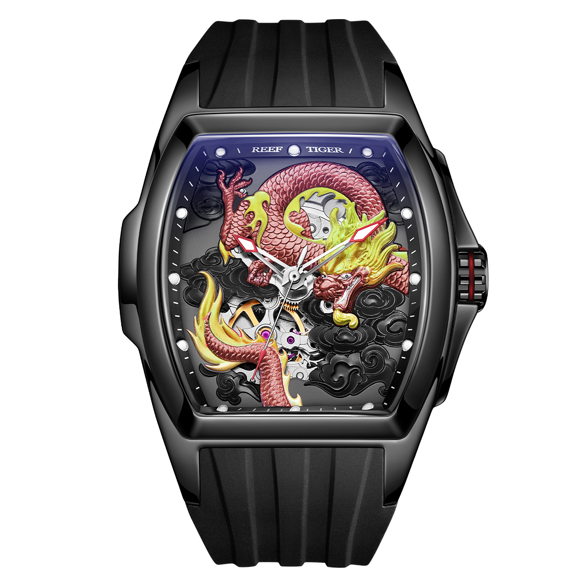Mens Reef Tiger RGA3061 Luxury Red Automatic Skeleton Dragon Watch - Best Watches for Sale