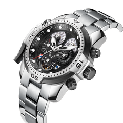 Reef Tiger Aurora RGA3503 Automatic Watch for Men - Year/Day/Date Calendar, luminous Hands and Markers, and Rotating Bezel