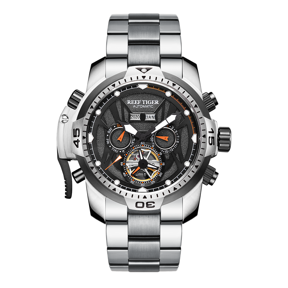 Reef Tiger Aurora Transformers RGA3532 Mens Designer Watch - Automatic Movement Mechanical 46mm Big Size /316 Steel Strap