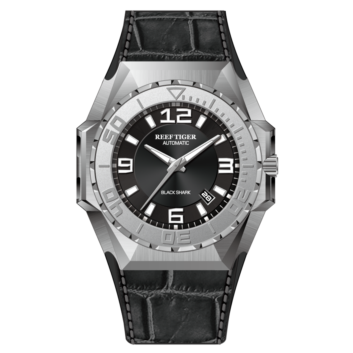 Reef Tiger RGA6903 Mens Black Dial Sport Automatic Watches - 200m Waterproof Dive Wristwatch