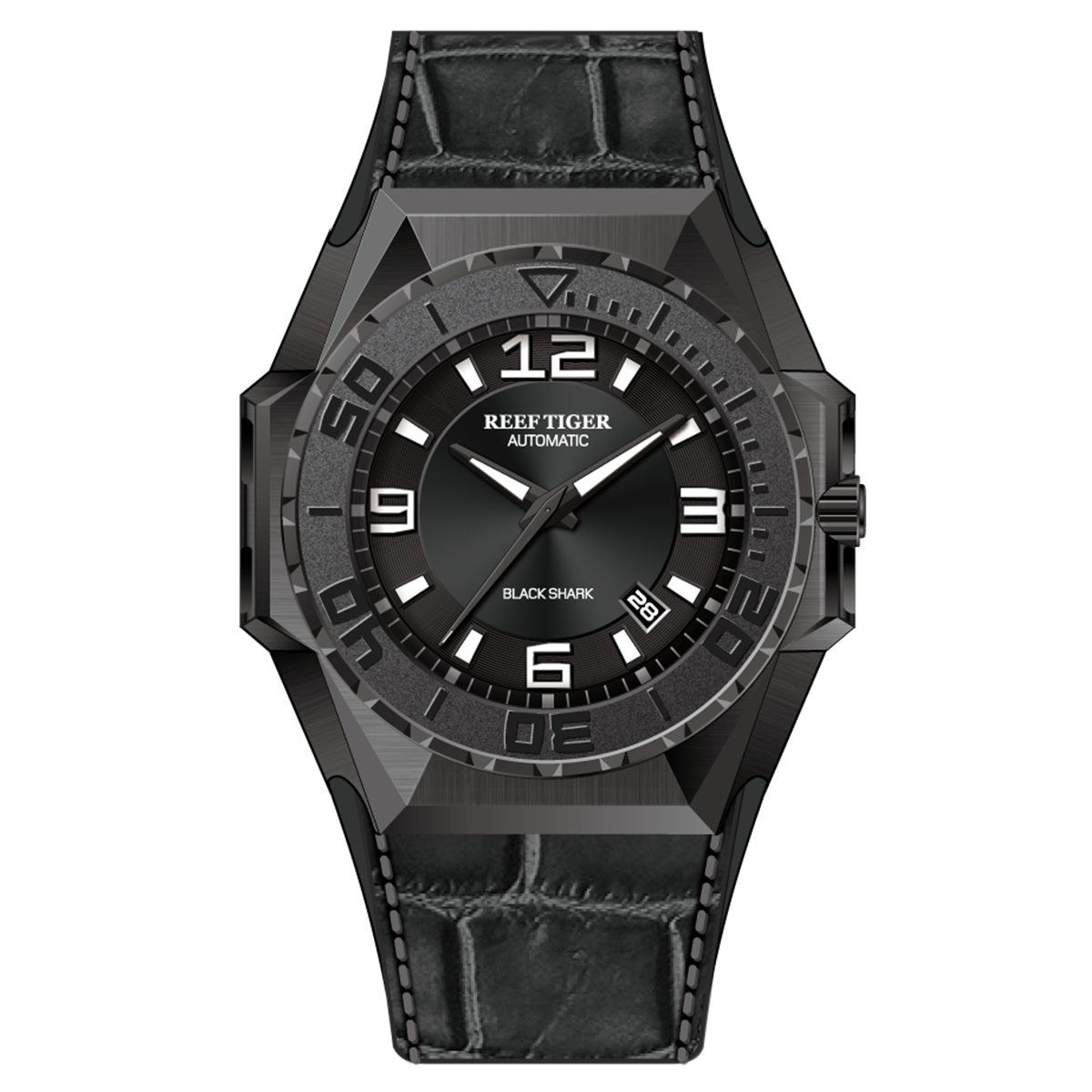 Reef Tiger RGA6903 43mm Black Case Automatic Men's Dive Watch - Perfect for Sea Wear and Watersports