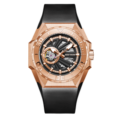 Rose Gold 43mm Japan NH36A Automatic Movement Waterproof Wristwatch - Reef Tiger RGA6903-S Skeleton Dive Watch