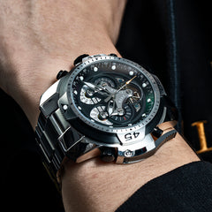 Reef Tiger Aurora RGA3503 Automatic Watch for Men - Year/Day/Date Calendar, luminous Hands and Markers, and Rotating Bezel