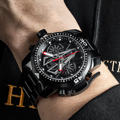 All Black Multifunctional Mechanical Automatic Watches for Men - Reef Tiger Aurora Concept 2 RGA3591