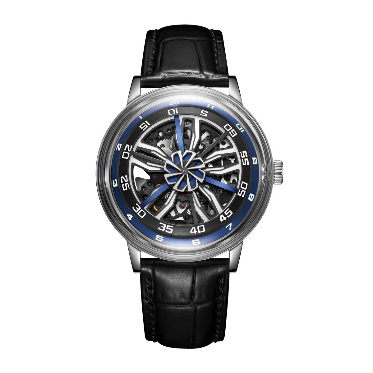 OBLVLO SCM-SK Unique Blue Supercar Alloy Wheels Dial Automatic 42mm Watch - Cool Waterproof Watches for men