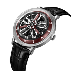 OBLVLO SCM-SK Unique Red Skeleton 42mm Supercar Alloy Wheels Dial Watches - Men Automatic Super Luminous  Mechanical Mens Dive Watch