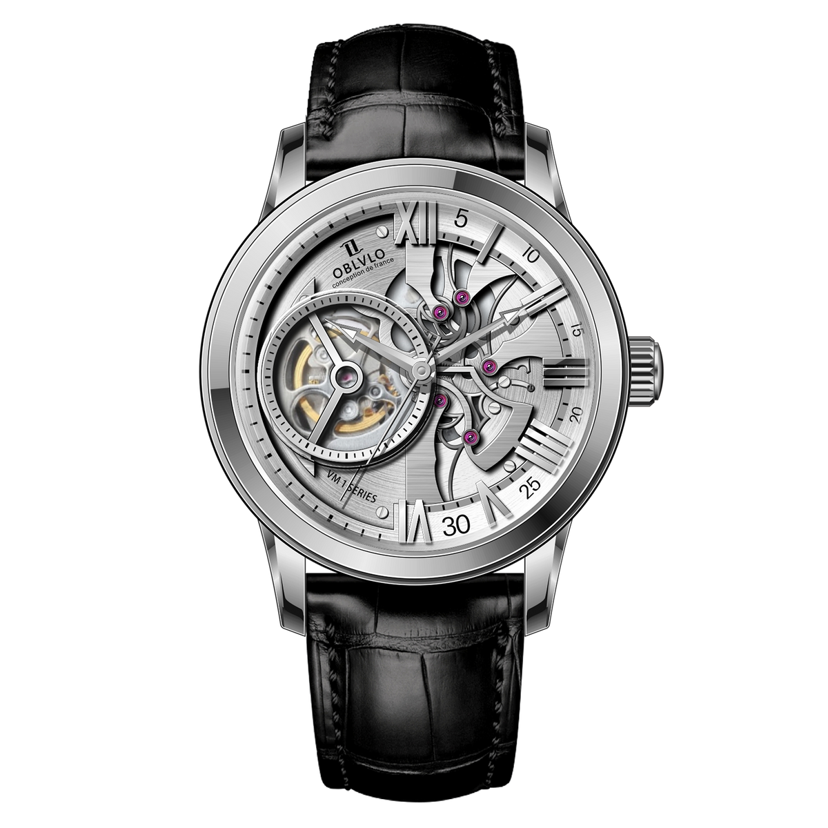 Best Affordable Steel & Zirconia Bezel Mechanical Tourbillon Style Automatic Watches For Men- OBLVLO VMQ
