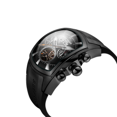 Reef Tiger Aurora Tank II RGA3069 Mens Automatic Skeleton Watches for Men - All Black Case & Rubber Strap