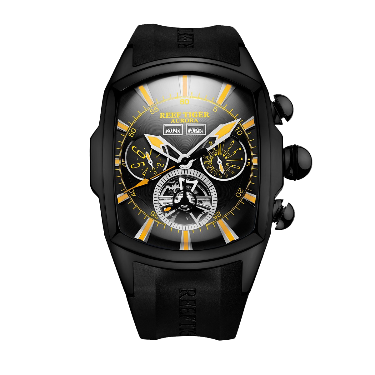 Men's Automatic Skeleton Self Winding Mechanical Waterproof Wrist Watches - Reef Tiger Aurora Tank II RGA3069