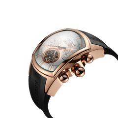 Reef Tiger Aurora Tank II RGA3069 Automatic Watches for Men, Rose Gold Skeleton Mechanical Movement & Rubber Strap Watches